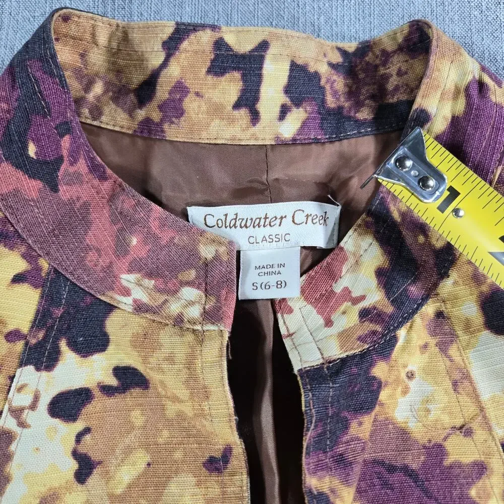 Coldwater Creek Classic Wom Sz SM 6/8 Fall Multi Floral Blazer Jacket 90s Artsy